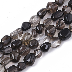 Chapelets de perles de quartz fumées naturelles, pépites, pierre roulée, 5~11x5~8x3~6mm, Trou: 0.8mm, environ: 52~56 perle / Chapelet, 15.94 pouce (40.5 cm)