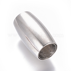 304 Stainless Steel Magnetic Clasps with Glue-in Ends, Oval, Stainless Steel Color, 21x12mm, Hole: 8mm