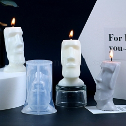 Stampi per candele a tema pasquale, stampi in silicone per uso alimentare, per sapone per candele di cera d'api fatto in casa, statua dell'isola di pasqua, bianco, 5.2x5x7.3cm