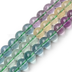 Природного флюорита бисер нитей, круглые, 6 мм, отверстие : 1 мм, около 66 шт / нитка, 15.83~15.94'' (40.2~40.5 см)