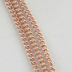 Сваренным железные цепи обочины, с катушкой, розовое золото , 3.4x2.4x0.7 мм, около 328.08 фута (100 м) / рулон