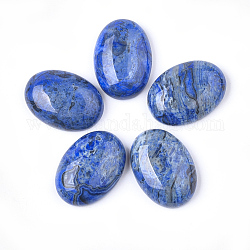 Cabochons naturels à jaspe ondulé, teints et chauffée, ovale, bleu, 25x17.5~18x7mm