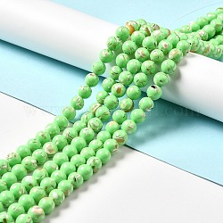 Perles de turquoise synthétique et coquillage assemblées, teinte, ronde, verte, 4mm, Trou: 0.6mm, Environ 92 pcs/chapelet, 15.55'' (39.5 cm)