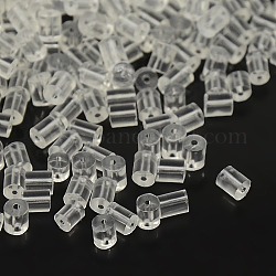Пластиковые гайки для ушей, спинки для серьги, прозрачные, 3x3 мм, отверстие : 0.3 мм, около 8000 шт / упаковка
