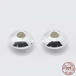 925 Sterling Silver Corrugated Spacer Beads, Saucer Beads, Silver, 5x2.5mm, Hole: 1mm, about 39~41pcs/5g