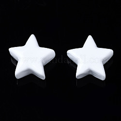 Spruzzare fascino ottone verniciato, stella, bianco, 10x10.5x5.5mm, Foro: 2 mm