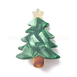 Christmas Cellulose Acetate Alligator Hair Clip, with Alloy Chips, Christmas Tree, 45x32mm