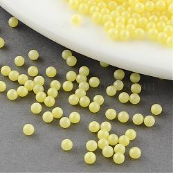 Perles d'imitation perles en plastique ABS, Style mat, sans trou, ronde, jaune, 3mm, environ 10000 pcs / sachet 