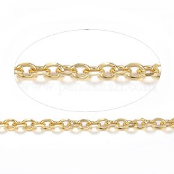 Ion Plating(IP) 304 Stainless Steel Cable Chains, Diamond Cut Chains, Unwelded, Faceted, with Spool, Oval, Golden, 5x4x1.2mm, about 32.8 Feet(10m)/roll