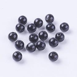Imitated Cat Eye Resin Beads, Round, Black, 6mm, Hole: 1.5mm