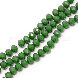 Brins de perles à facettes en verre, ovale, verte, 10x8mm, Trou: 1.4mm, Environ 69~70 pcs/chapelet, 20.87''~21.26'' (53~54 cm)