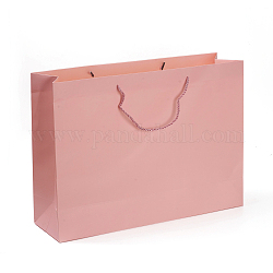 Sacs en papier kraft, sacs-cadeaux, sacs à provisions, sacs de mariage, rectangle avec poignées, rose, 35x48x14.2 cm
