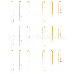 Dicosmétique 9 paires 3 styles de boucles d'oreilles enfile-oreilles en laiton avec boucles dorées pendantes à longue chaîne pour la fabrication de bijoux pour femmes et filles, Trou: 1.5~2mm, pin: 0.5~0.7 mm