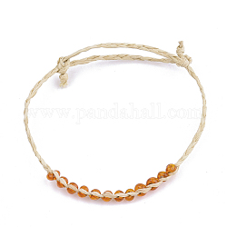 Bracelets de raphia tressés à la main, bracelets chanceux, avec des perles de rocaille, réglable, orange foncé, 9-7/8 pouce ~ 10-7/8 pouces (25 cm ~ 27.5 cm)