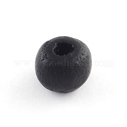 Perle di legno naturale rotonde, tinto,  piombo libero, nero, 40x37~38mm, Foro: 7 mm