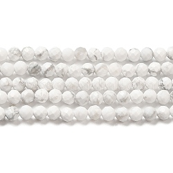 Natürliche Howlith Perlen Stränge, Runde, facettiert, Klasse AA, 3 mm, Bohrung: 0.6 mm, ca. 120 Stk. / Strang, 15.35~15.47'' (39~39.3 cm)