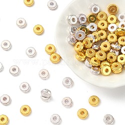 100 pz 2 colori perline distanziatrici in lega di stile tibetano, rondelle, d'oro e d'argento, 8x3mm, Foro: 2 mm, 50 pz / colore