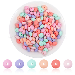 CHGCRAFT 180Pcs 6 Colors Rondelle Food Grade Eco-Friendly Silicone Abacus Beads, Chewing Beads For Teethers, DIY Nursing Necklaces Making, Mixed Color, 11.5~12x6mm, Hole: 3mm, 30pcs/color