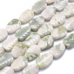 Chapelets de perles en jaspe d'océan naturelle, feuille, 11~12x8x3~3.5mm, Trou: 0.8~1mm, Environ 34 pcs/chapelet, 15.75 pouce (40 cm)