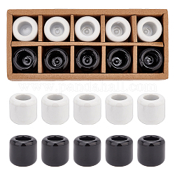 Kerzenhalter aus Porzellan, runder Kerzenständer, black & white, 3.2x3.25 cm, Innendurchmesser: 1.75 cm, 10 Stück / Set
