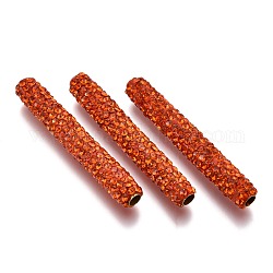 Fimo Strass Rohr Perlen, mit Messing-Zubehör, Hyazinthe, 35~35.5x5~5.5 mm, Bohrung: 2.5 mm