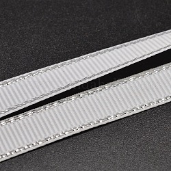 Полиэстер Grosgrain ленты для подарочной упаковки, серебристая лента, светло-серые, 1/4 дюйм (6 мм), о 100yards / рулон (91.44 м / рулон)