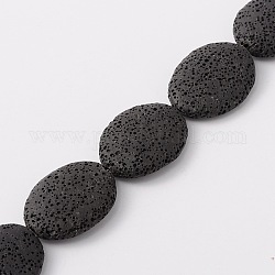 Fili di perle di roccia lavica sintetica, ovale, tinto, nero, 32x24x8~10mm, Foro: 1 mm, circa 12pcs/filo, 14.9 pollice