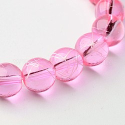 Chapelets de perles en verre transparent drawbench, peint à la bombe, ronde, rose chaud, 8mm, Trou: 1.3~1.6mm, 31.4 pouce