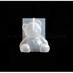 Moldes de decoración de exhibición de oso de silicona diy, moldes de resina, para resina uv, fabricación artesanal de resina epoxi, blanco, 58x65mm