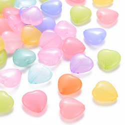 Transparent Acrylic Beads, Dyed, Heart, Mixed Color, 13.5x14x6mm, Hole: 1.5mm
