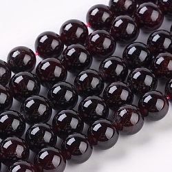 Gemstone Beads Strands, Natural Garnet, Round, 10mm, Hole: 1mm, about 19pcs/strand, 8 inch