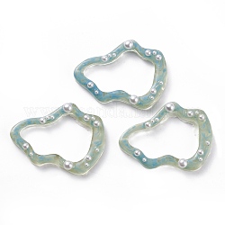 (venta de liquidación defectuosa: desvanecimiento), Colgantes de la resina, con abs de plástico imitación perla, anillo de giro, agua, 28x38.6x6.1mm