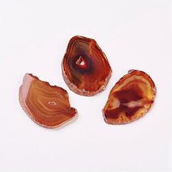 Cabochoni di agata naturale di fetta, pepite, tinto, sella marrone, 48~80x30~65x3~4mm