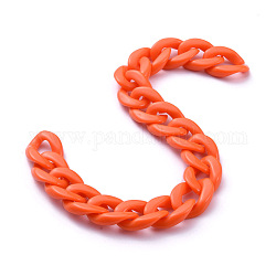 Handgefertigte undurchsichtige Acryl-Bordsteinketten, orange, Verbinder: 19x13.5x4.5 mm, 39.37 Zoll (1 cm)/Strang