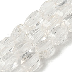 Natürlichem Quarz-Kristall-Perlen Stränge, Bergkristallperlen, Flachoval, 6~6.5x4~4.5x2.5 mm, Bohrung: 0.6 mm, ca. 64 Stk. / Strang, 15.94'' (40.5 cm)