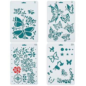 GORGECRAFT 4Pcs Butterfly Stencils Animal Plastic Drawing Painting Template 10x6.8Inch for DIY Arts Cart Making Journaling Scrapbooking Diary DIY-GF0004-84