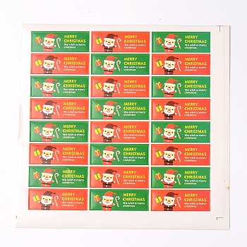 Rectangle with Santa Claus Pattern DIY Label Paster Picture Stickers for Christmas AJEW-L053-08