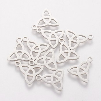Breloques en 304 acier inoxydable, noeud trinité / triquetra, irlandais, couleur inoxydable, 13.3x11.7x1mm, Trou: 1.5mm