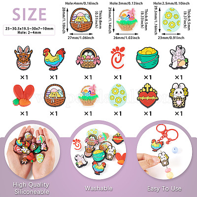 12 шт. 12 стиля пасхальных силиконовых бусин SIL-TA0002-56-1