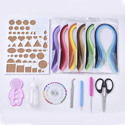 PandaHall Elite Rectangle 36 Colors Quilling Paper Strips, Mixed Color,  525x5mm, about 360strips/bag, 36color/bag
