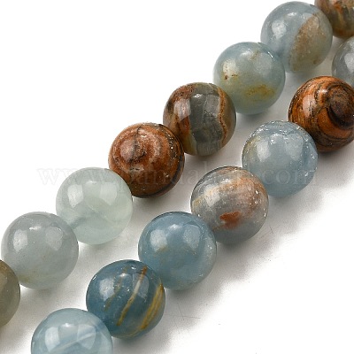 Нити из натурального голубого кальцита G-H312-C02-12mm-1