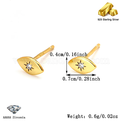 S925 серьги-гвоздики в форме конского глаза из стерлингового серебра IF0003-1-1