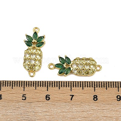Звенья в форме ананаса из латуни с прозрачным и зеленым кубическим цирконием KK-I358-030G-1