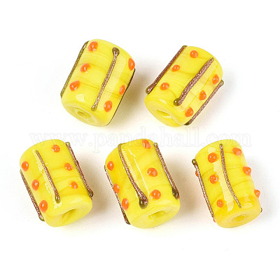 Бусины из фольгированного стекла ручной работы с золотым напылением LAMP-ZX003-12-01-1