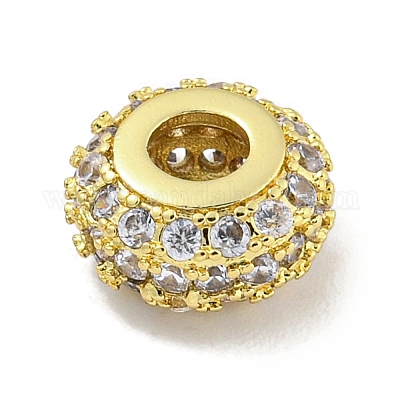 Стойки обшивки латунь микро проложить кубического циркония бусы KK-B091-03G-01-1