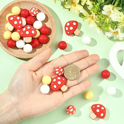 40 шт. 5 вида бусины-грибы и круглые&nbsp;SIL-YW0002-53-1