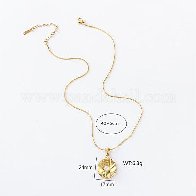 3 шт. ожерелье из нержавеющей стали с многослойной овальной подвеской с ракушечным жемчугом CI3744-1