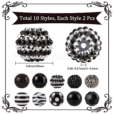 20шт. набор из 10-х видов акриловых и смоляных бусин DIY-PA0001-02A-1