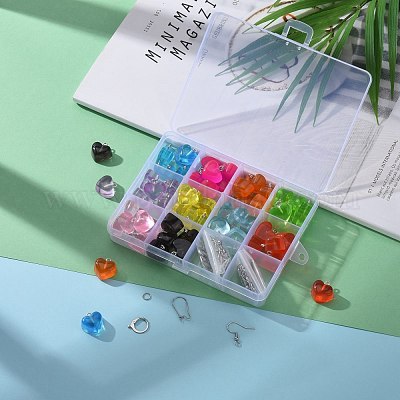 DIY 30 пара комплектов серег из смолы в форме сердца DIY-LS0001-03-1