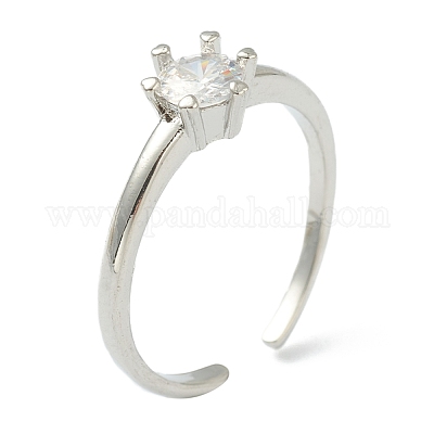 Регулируемые латунные кольца микро манжеты из прозрачного циркония RJEW-L100-010-1